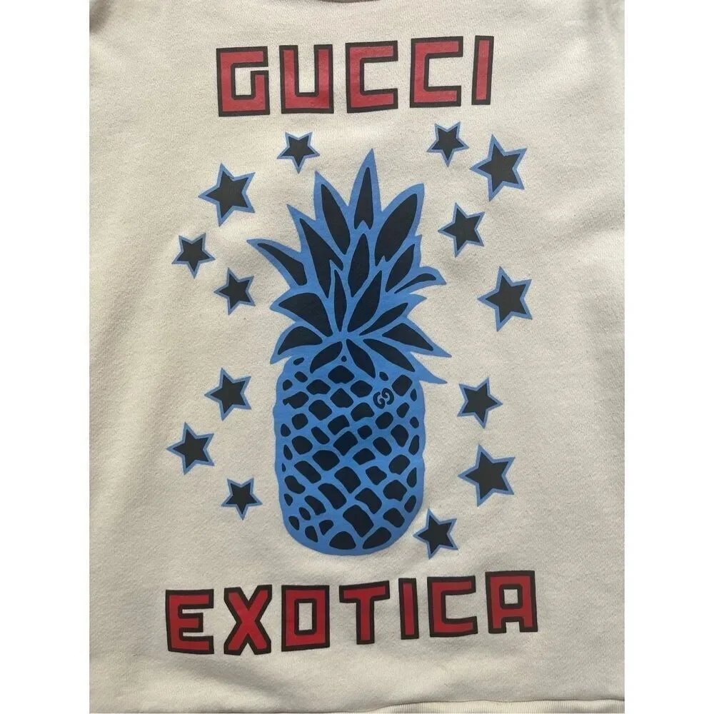 Gucci Exotica 100% Cotton Crewneck Sweatshirt Pineapple Off White Men’s S